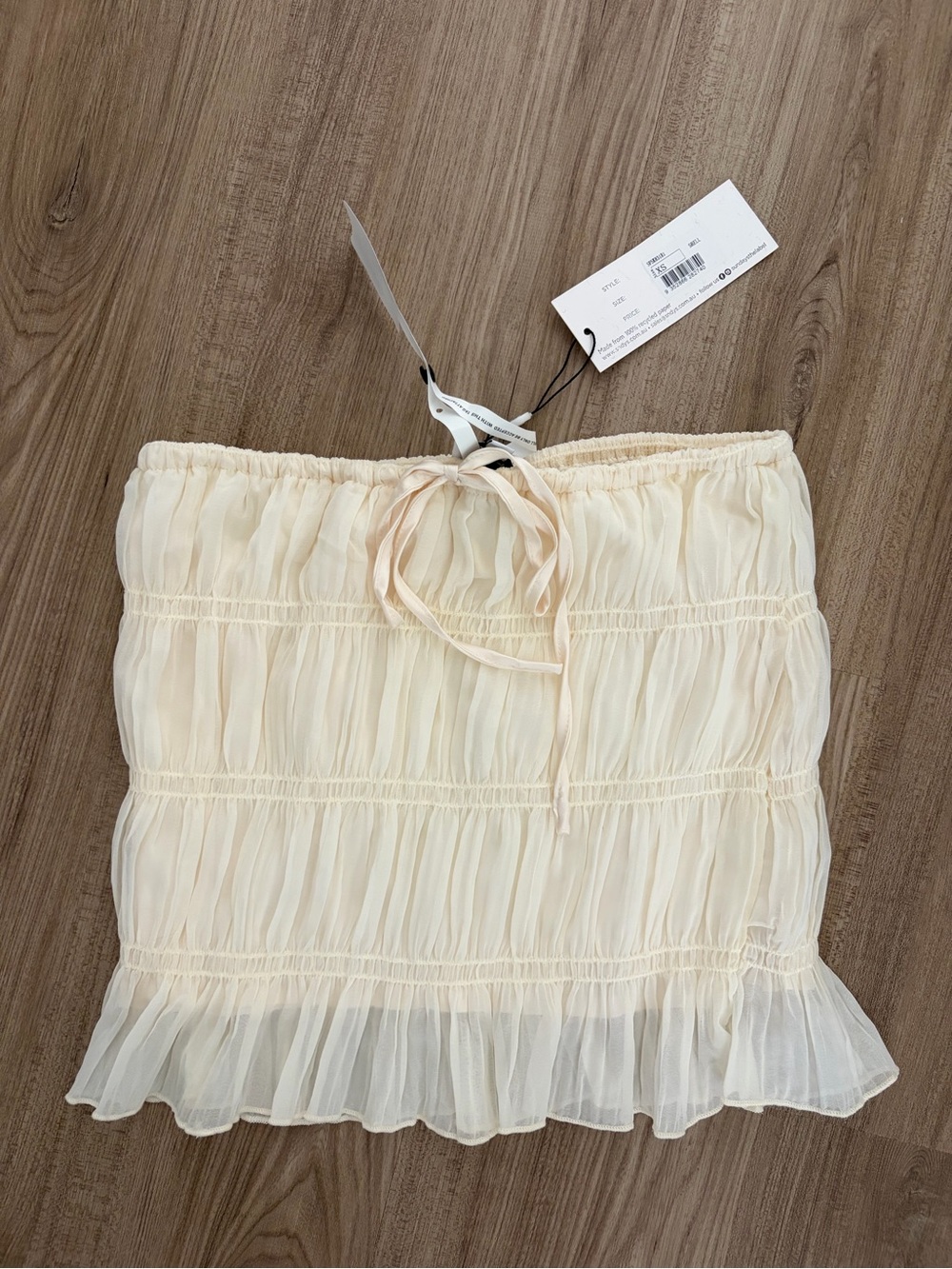 Smocked Ruffle Mini Skirt in Cream